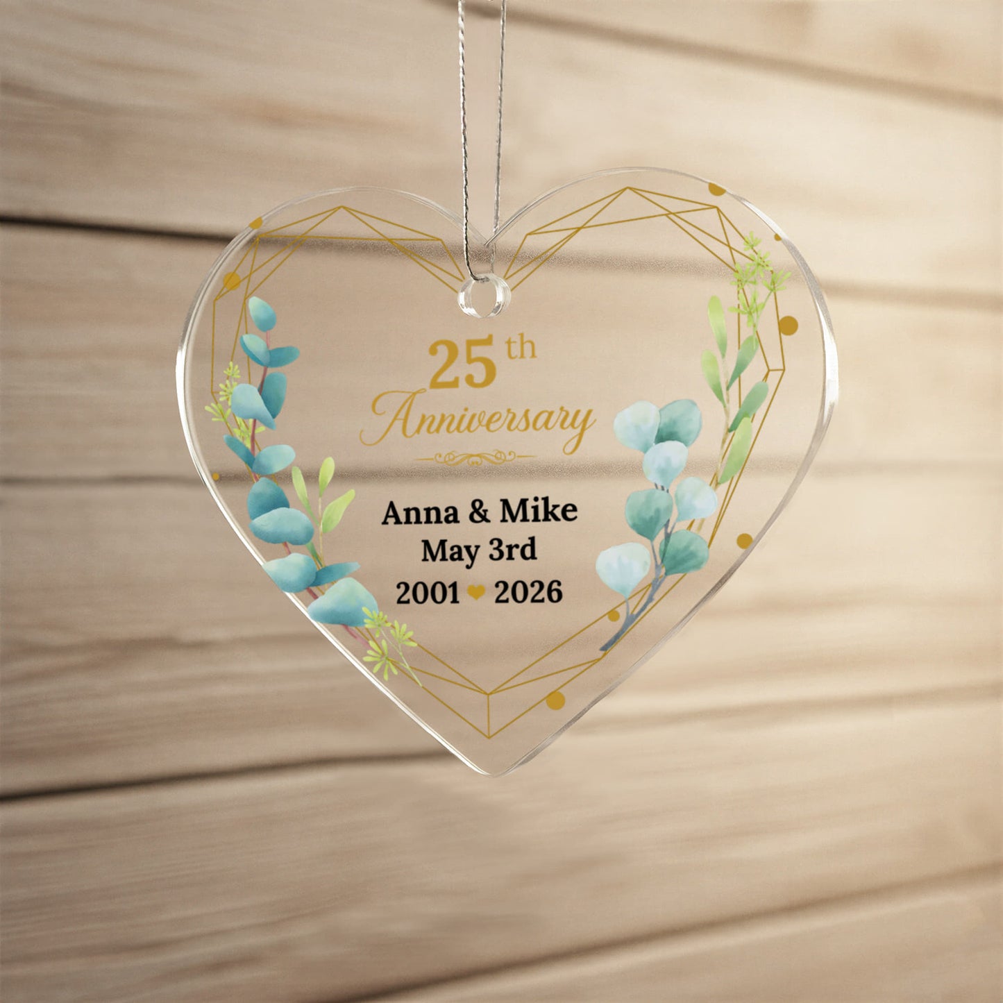 25th Wedding Anniversary Heart Ornament