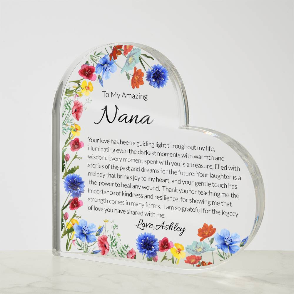 Nana Acrylic Heart Plaque