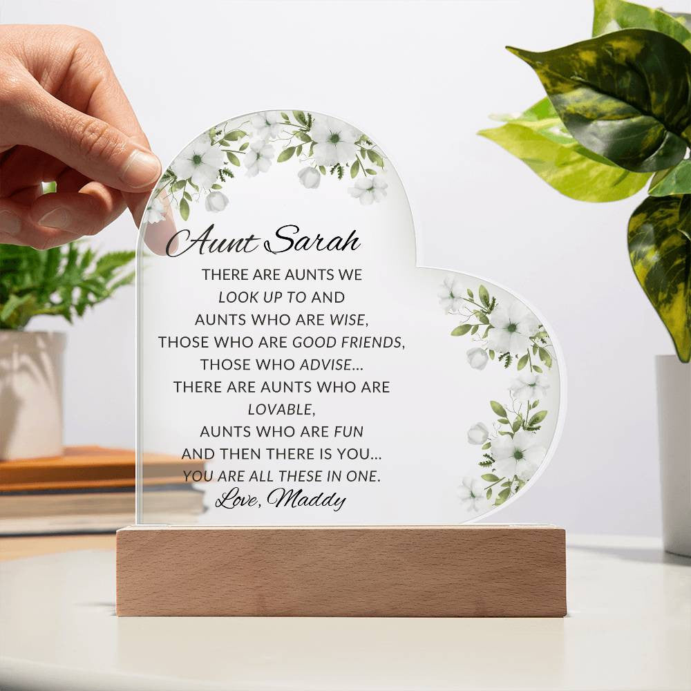 Aunt Acrylic Heart Plaque-[Heartfelt Family Gift]