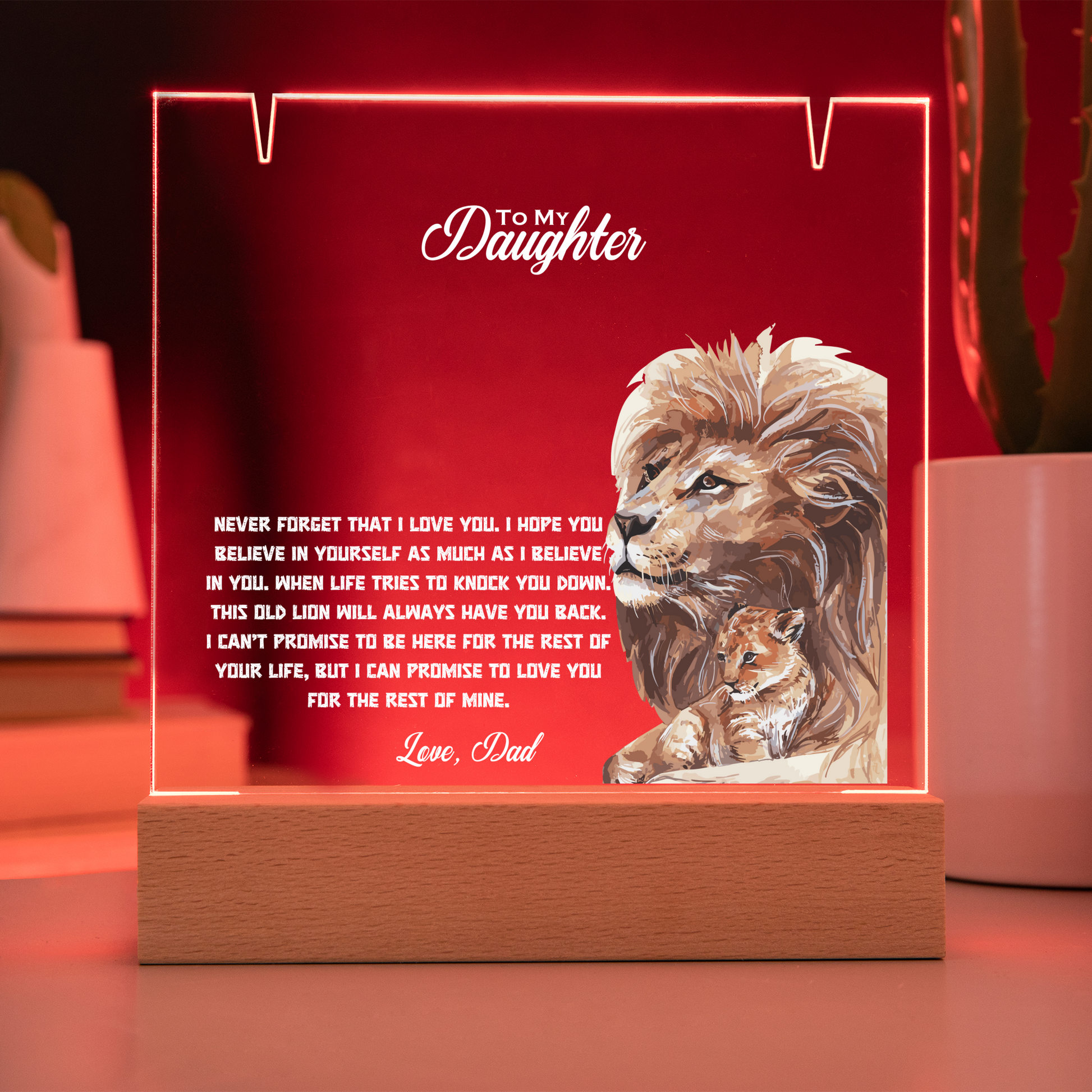 Daughter Keepsake LED Acrylic Heart Necklace & Plaque-[Heartfelt Family Gift]