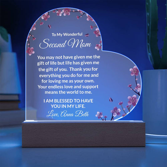 Personalized Second Mom Lighted Plaque Gift