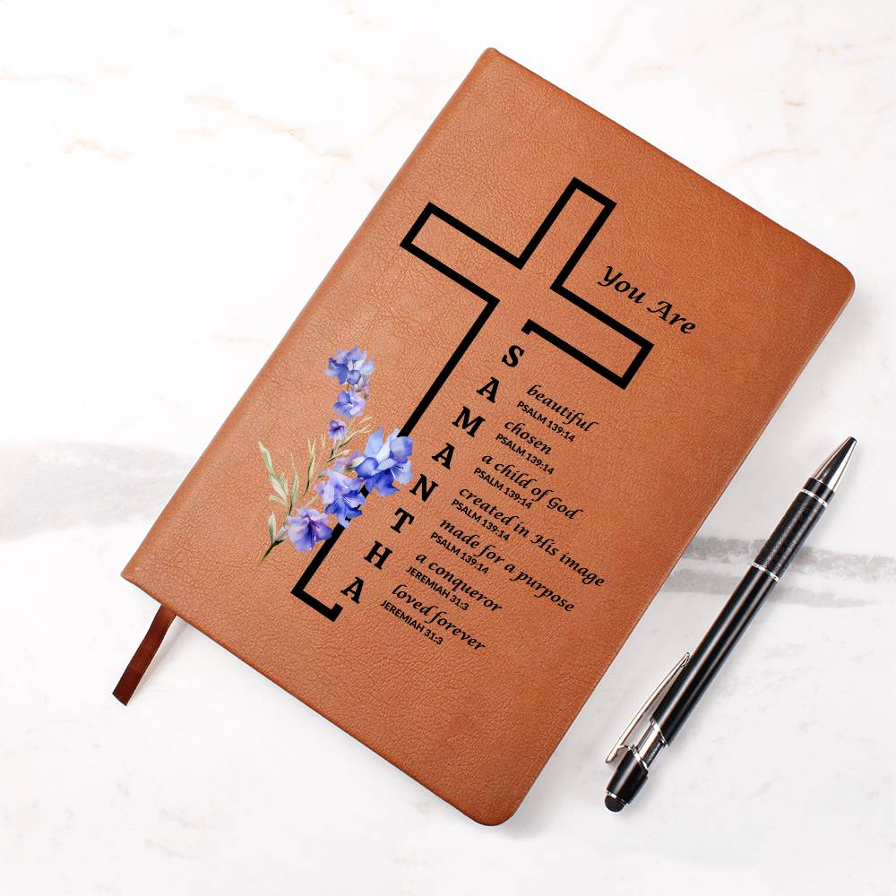 Vegan Leather Journal with Personalized Birth Flowe