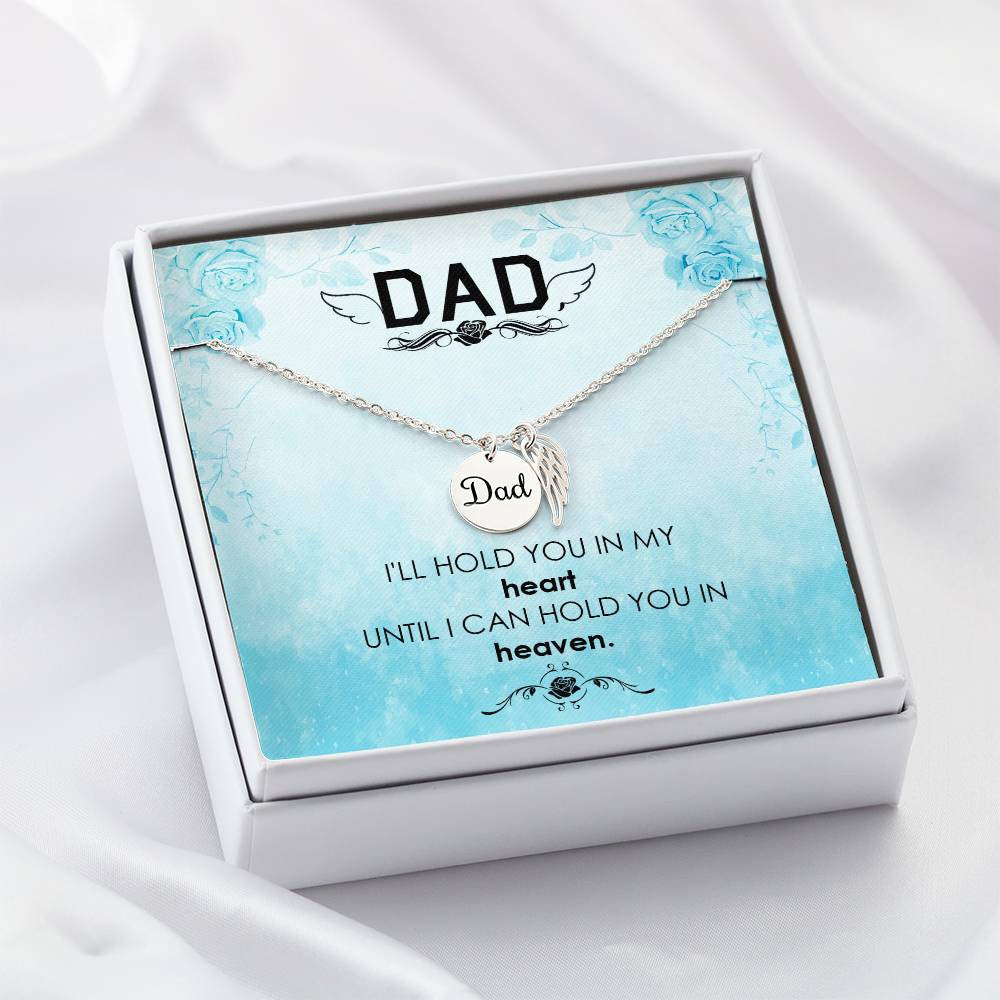 Dad Memorial Necklace Angel Wing Charm-[Heartfelt Family Gift]