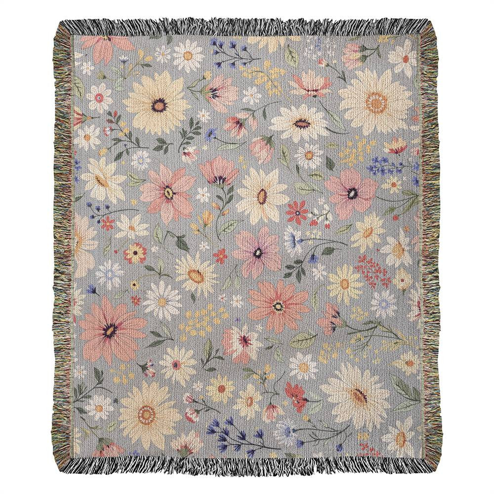 Floral Woven Cotton Blanket-[Heartfelt Family Gift]