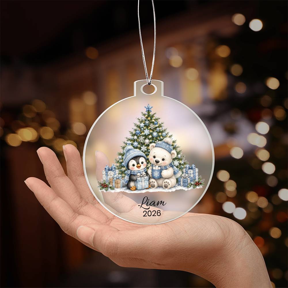 Polar Bear Penguin Kids Christmas Ornament