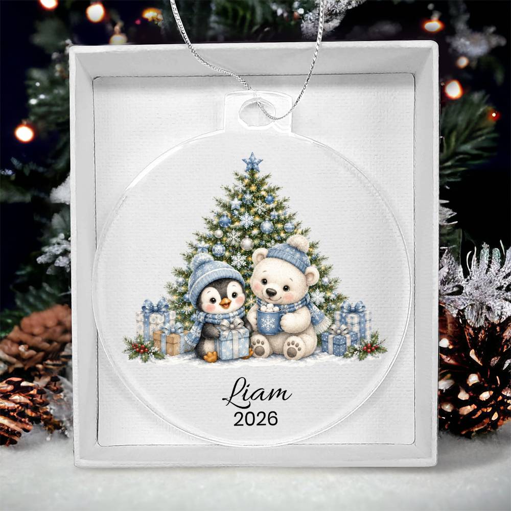 Polar Bear Penguin Kids Christmas Ornament