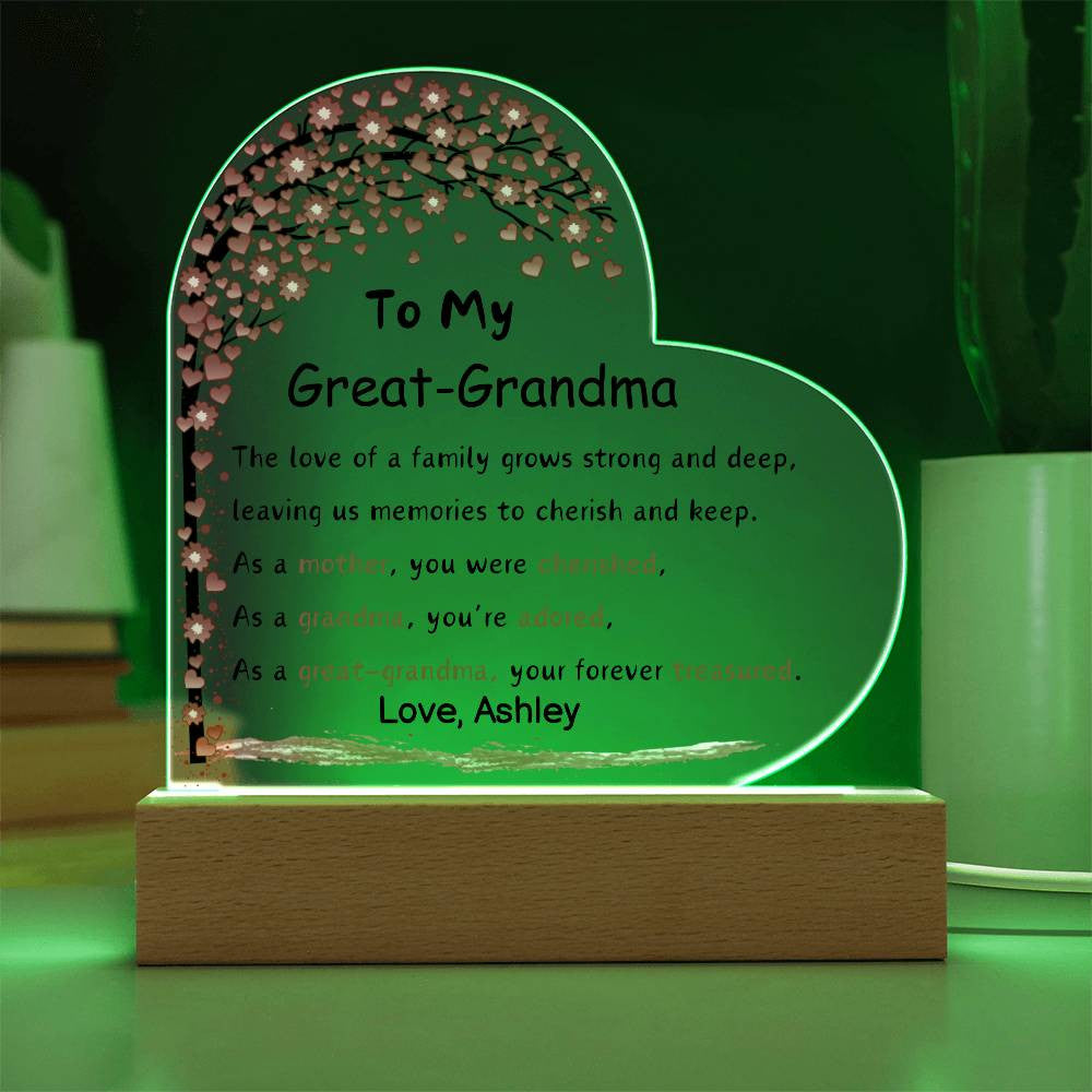 Great Grandma Acrylic Heart Plaque-[Heartfelt Family Gift]
