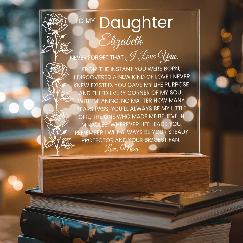 Daughter Roses Never Forget Rose Plaque Gift
