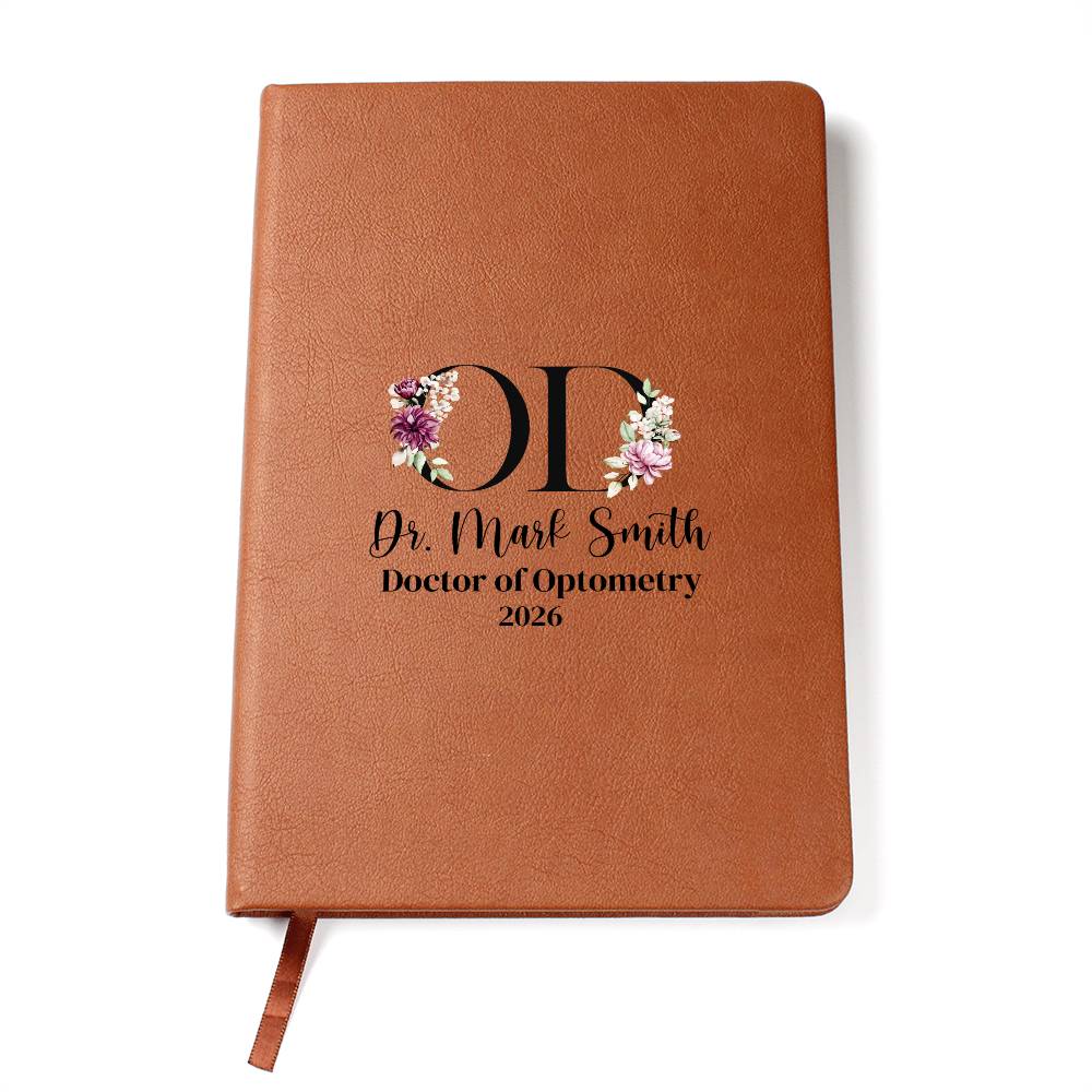 Personalized OD Journal, Optometry Gift, Custom Doctor of Optometry 2026 Notebook, Vegan Leather Cover, Graduation Gift