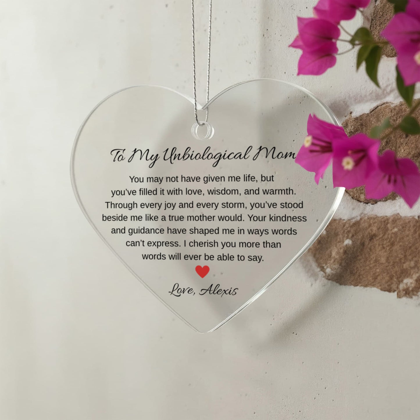 To My Unbiological Mom Heart Ornament, Stepmom Christmas Gift