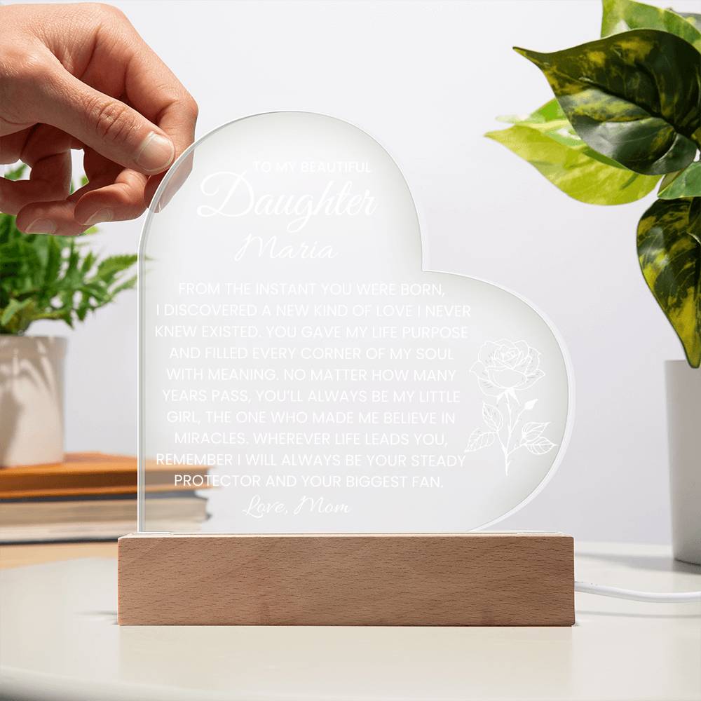 Daughter LED Lighted Acrylic Heart Plaque Gift