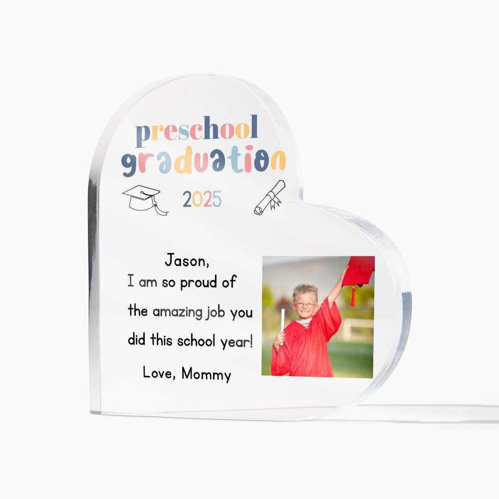 Personalized Preschool Graduation Heart Plaque Gift-[Heartfelt Family Gift]