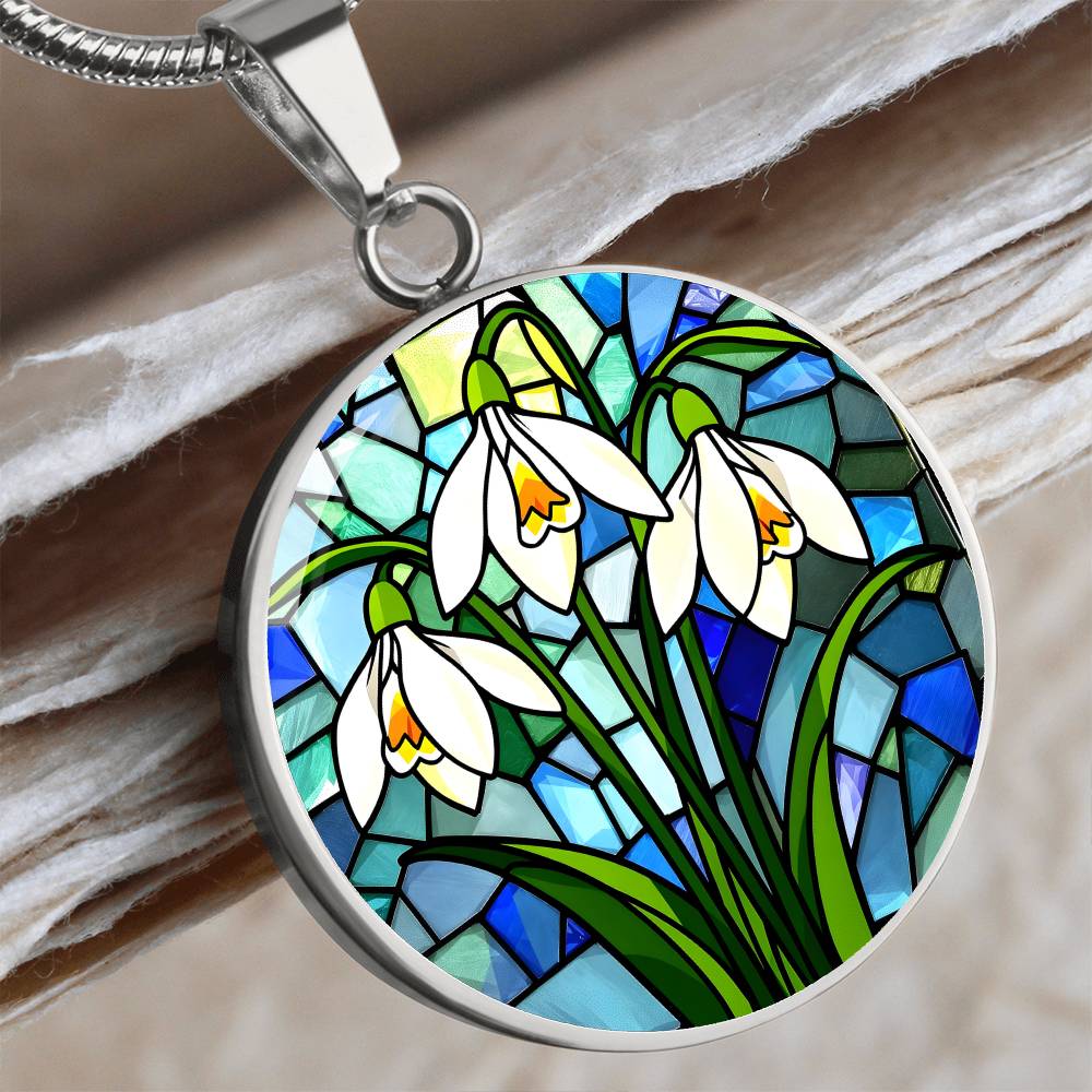 Lily of The Valley Floral Necklace with Engraving