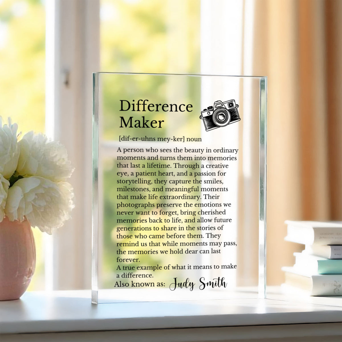 Photographer Difference Maker Plaque