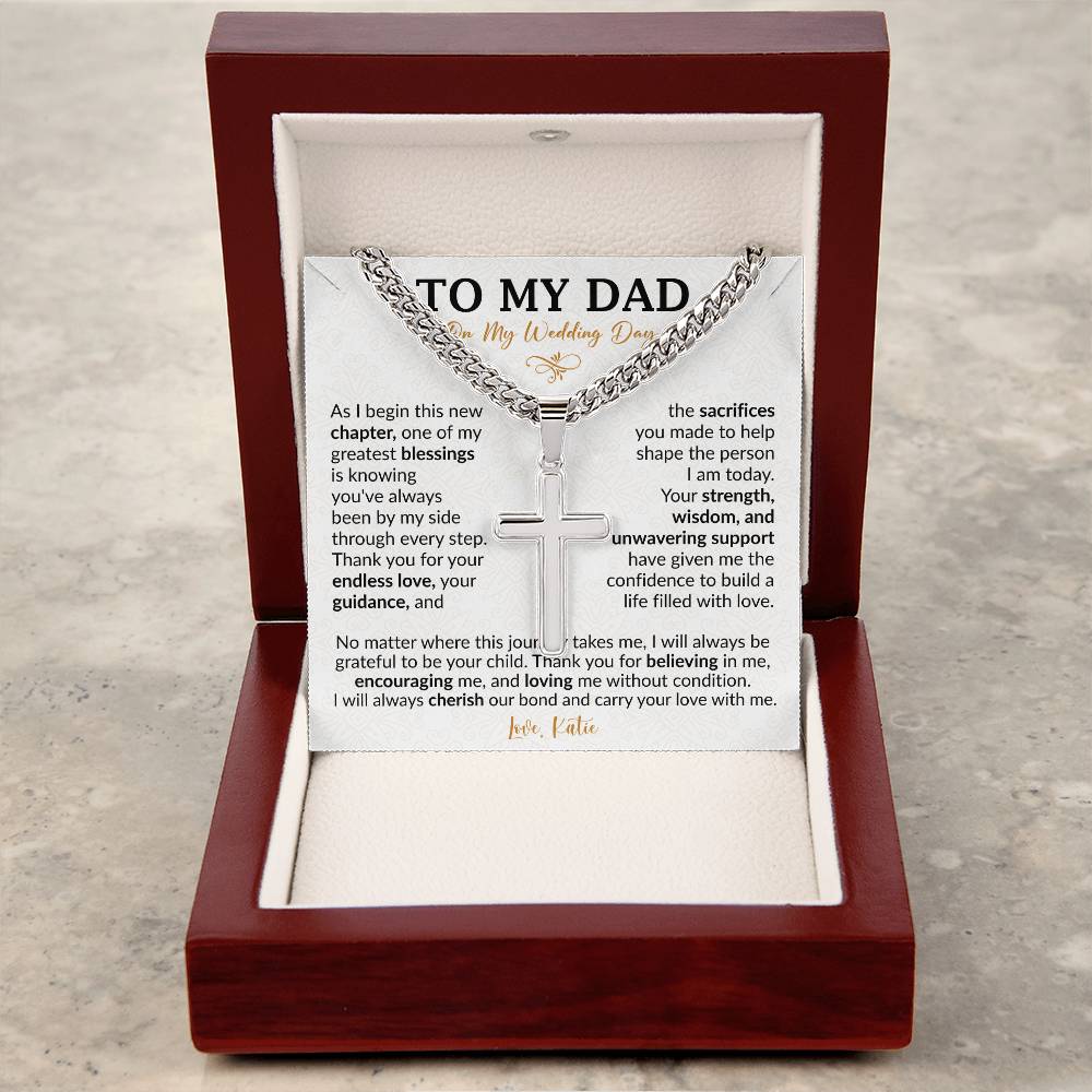To My Dad On My Wedding Day Cross Necklace