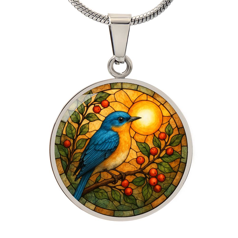 Bluebird Floral Necklace with Engraving