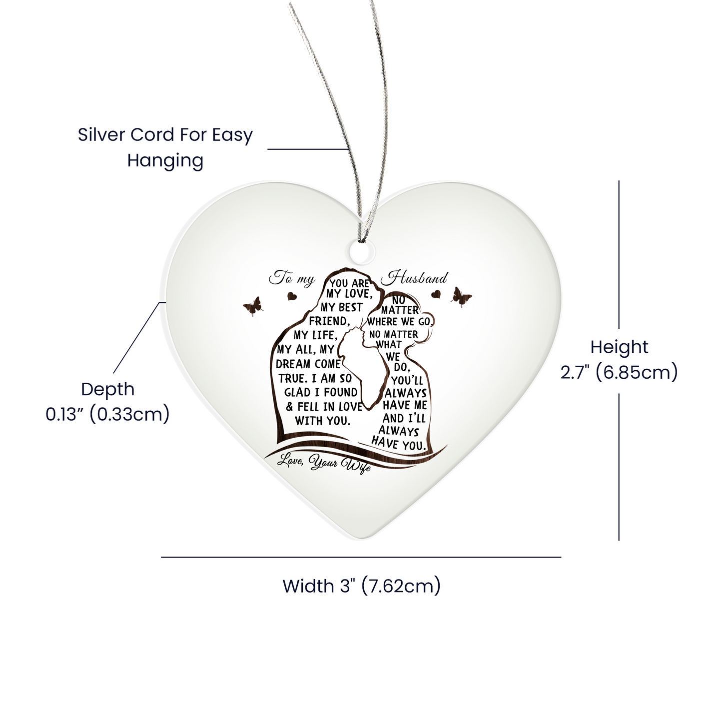 To My Husband Acrylic Heart Ornament