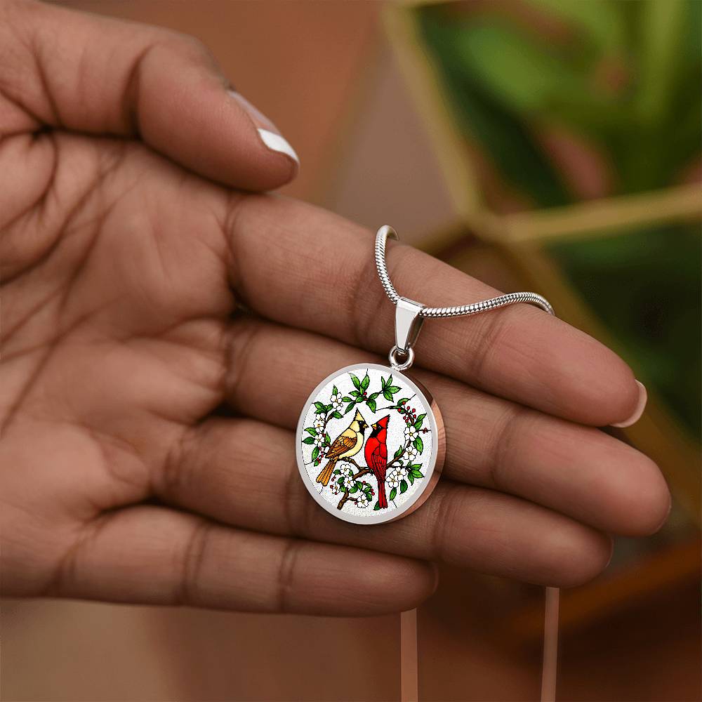 Cardinals Pendant Necklace Engraved