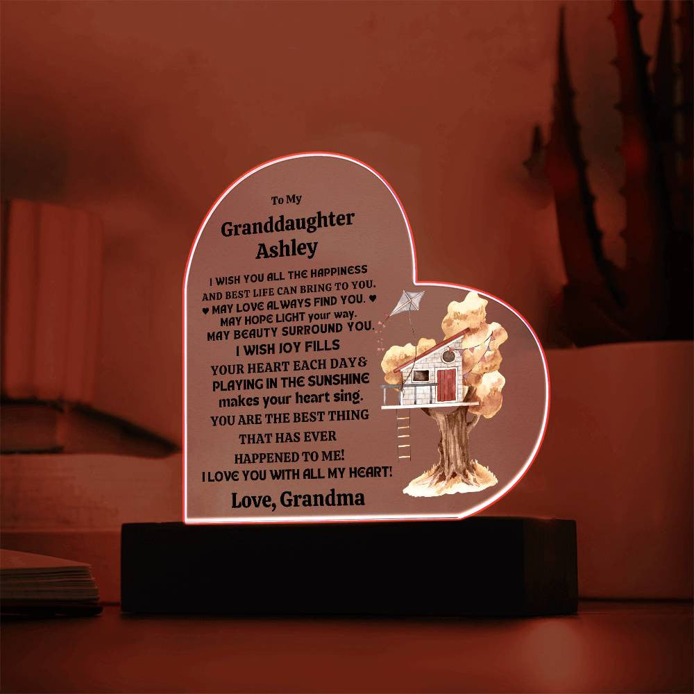 Granddaughter  Personalized LED  Heart Plaque-[Heartfelt Family Gift]