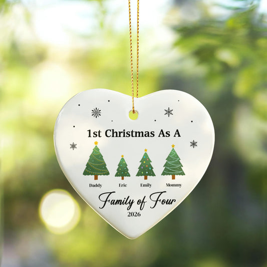 1st Christmas As  Family of Four Ornament
