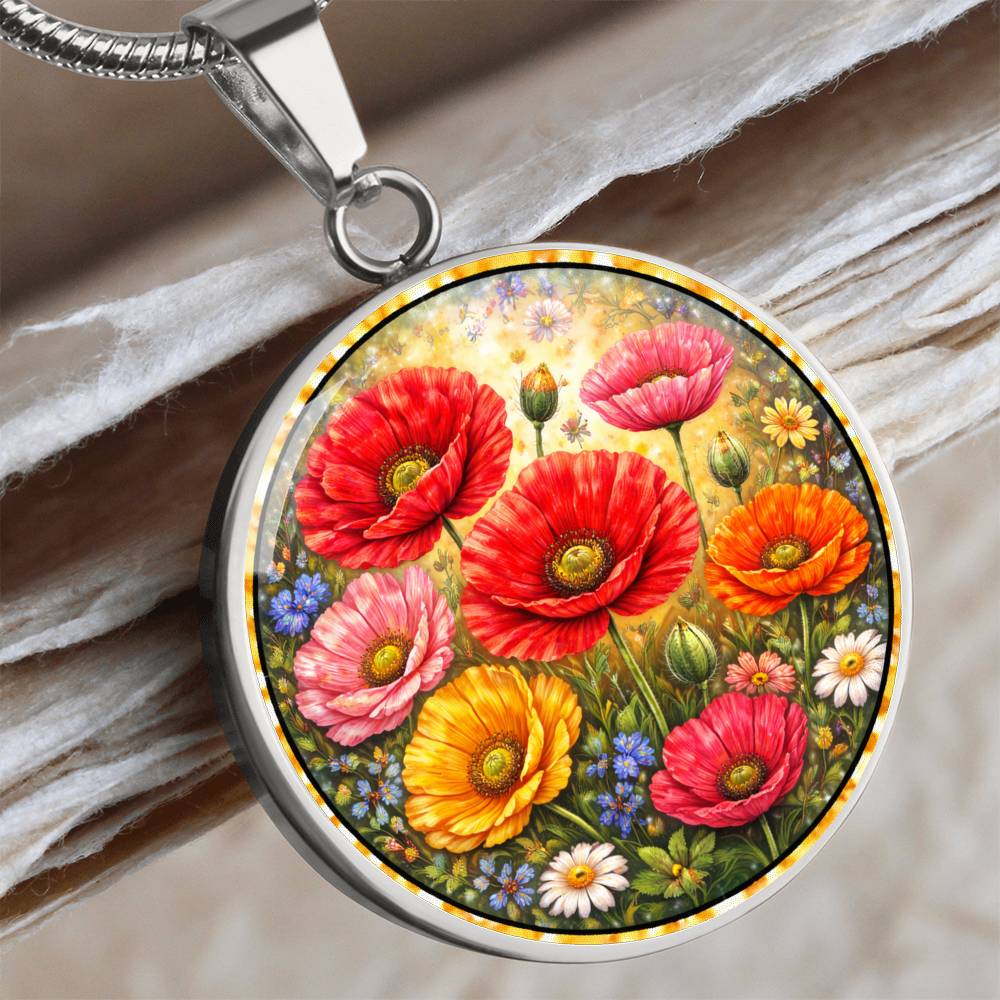 Personalized Peony Flowers Engraved Necklace Bracelet or Keychain