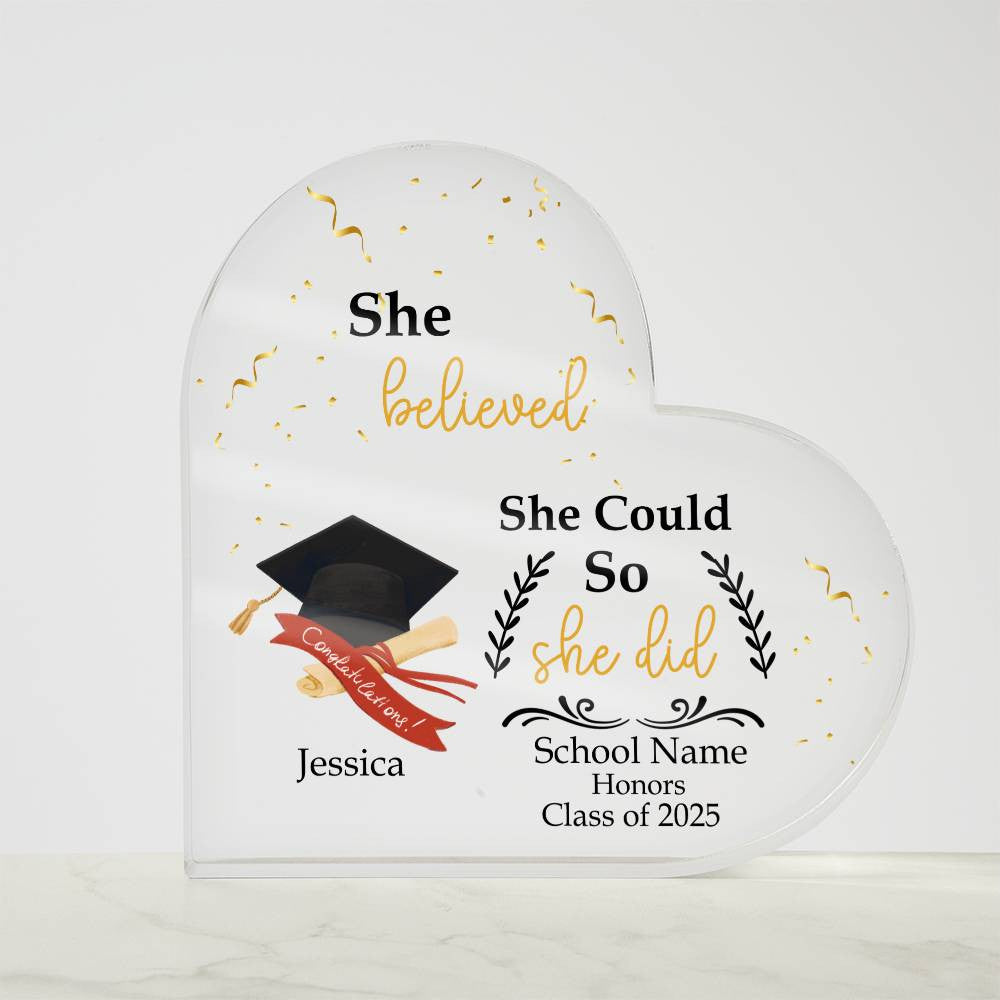 Personalized Graduation Heart Plaque Gift-[Heartfelt Family Gift]