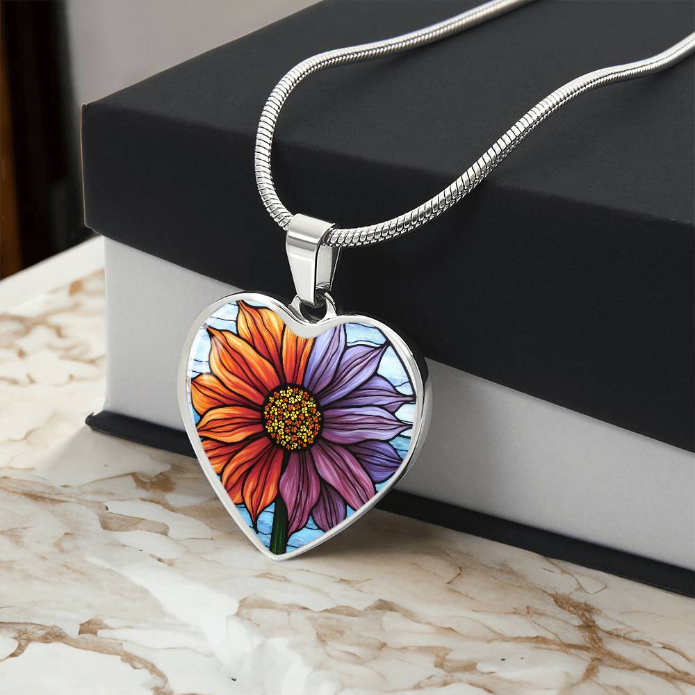 Sunflower Floral Necklace with Engraving