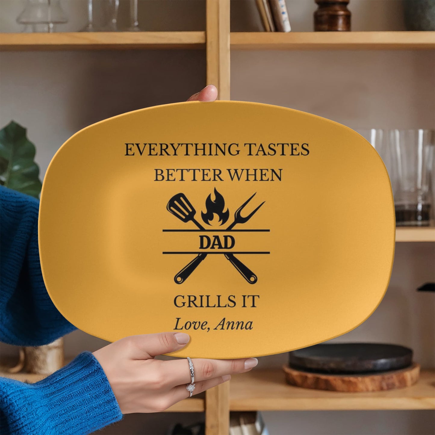 Copy Personalized BBQ Platter, Gift for Dad, Everything Tastes Better Plate, Custom Grill Plate, Dad Grilling Gift, Father's Day Present