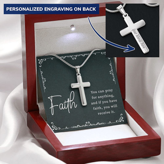 Faith Engraved Stainless Steel Cross-[Heartfelt Family Gift]