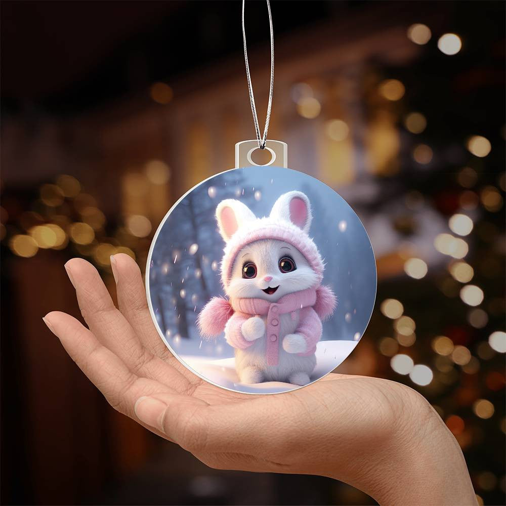 Bunny Acrylic Christmas Ornament-[Heartfelt Family Gift]