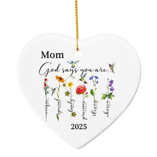 Mom Ceramic Heart Ornament