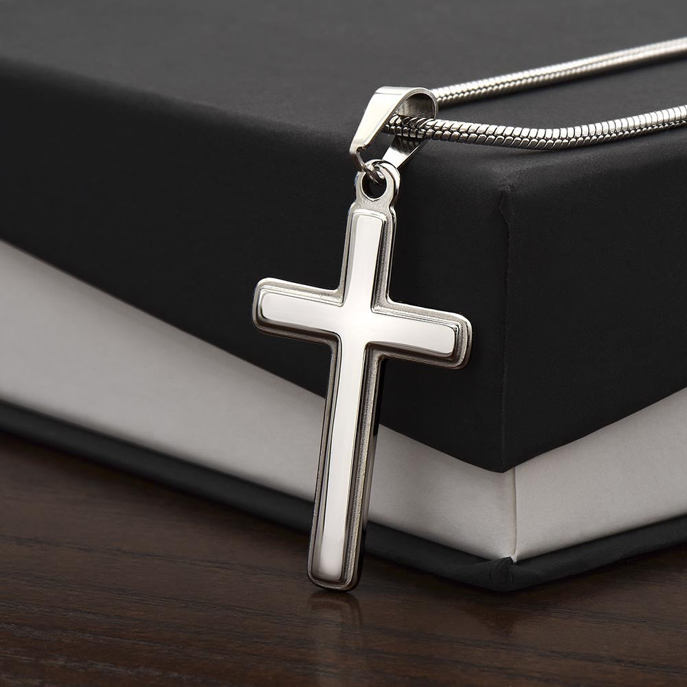 Dad Engraved Cross Necklace-[Heartfelt Family Gift]