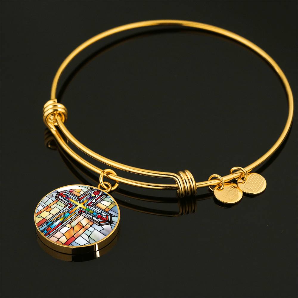 Stained Glass Cross Pendant Necklace