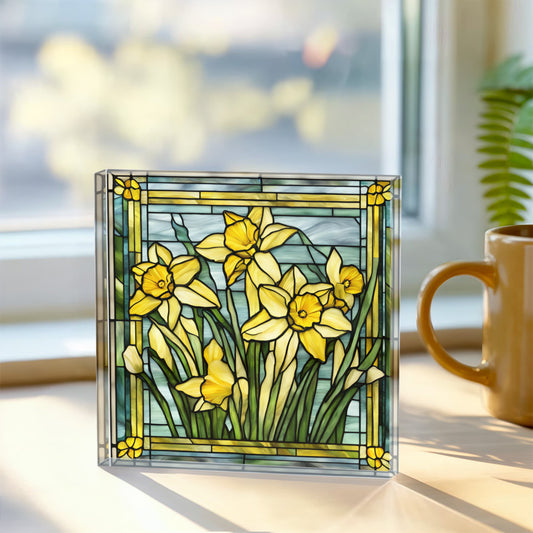 Daffodil Flower Stained Glass Acrylic Plaque