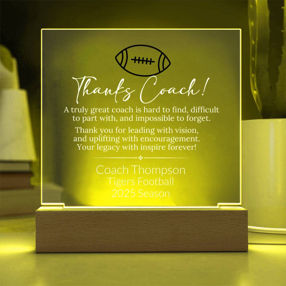 Football Coach Acrylic Square Plaque