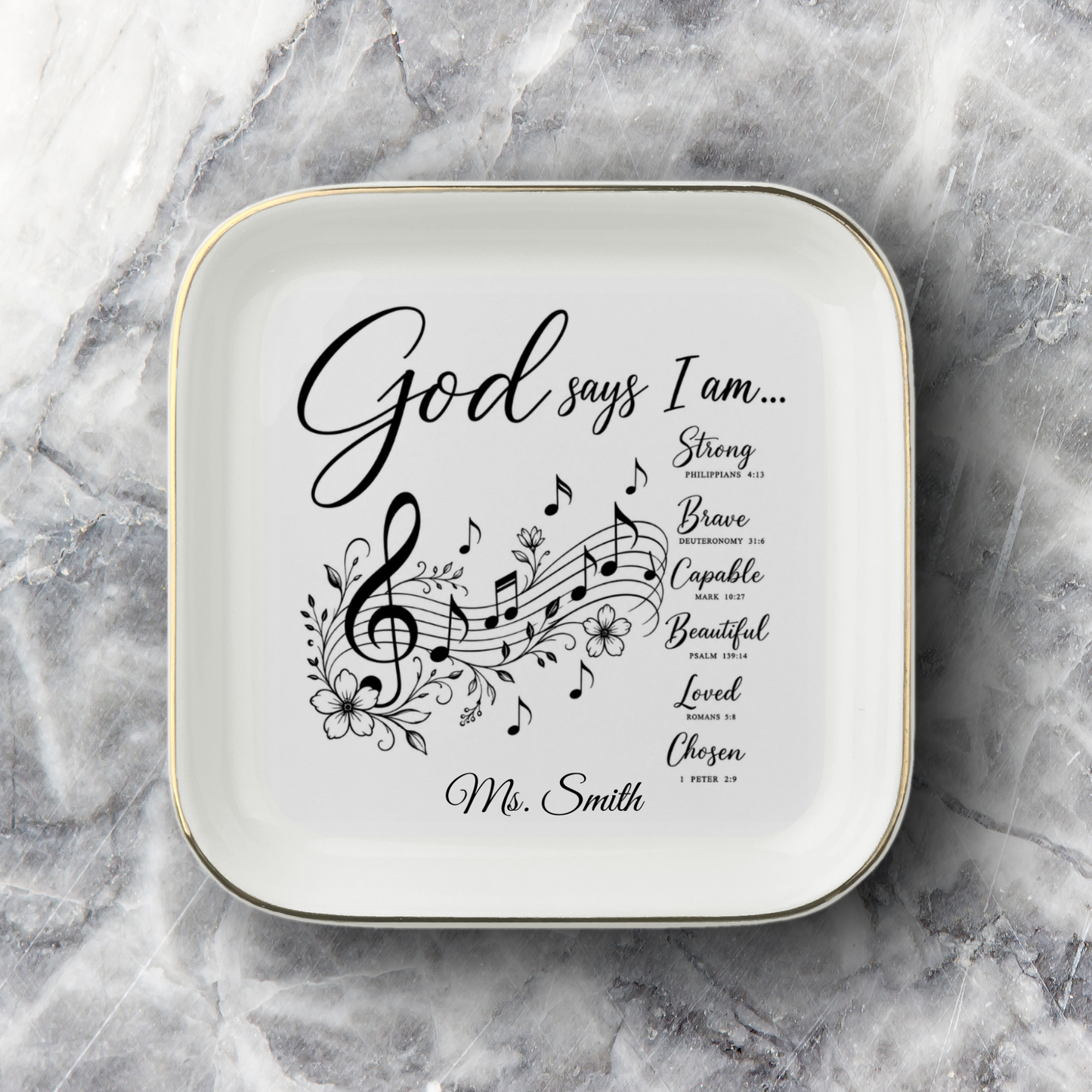 Music Notes Christian Jewelry Dish Trinket Tray