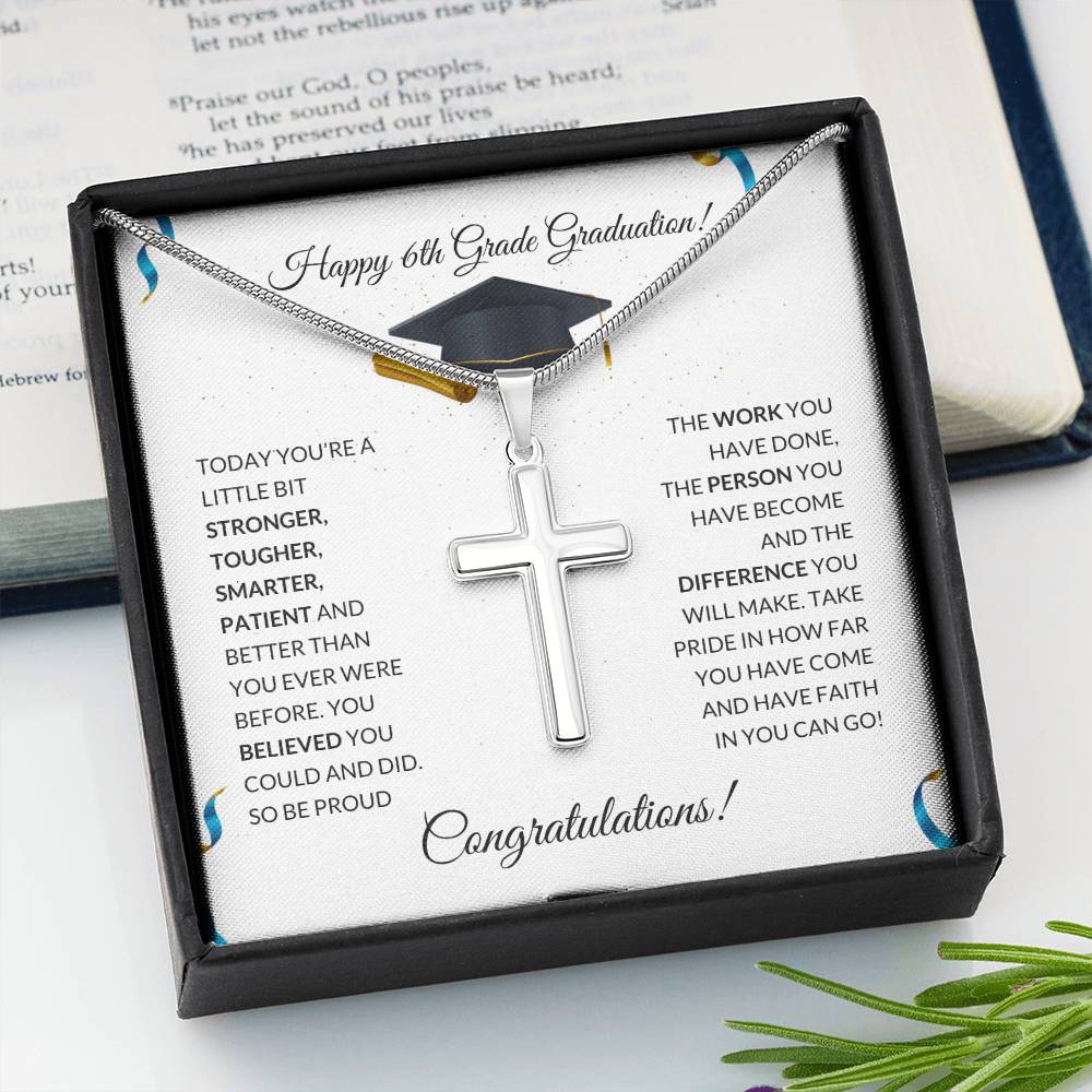 6th Grade Graduation Personalized Cross Necklace