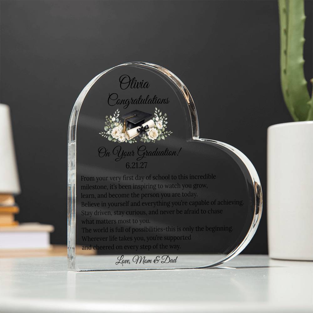 Personalized Graduation Acrylic Heart Gift