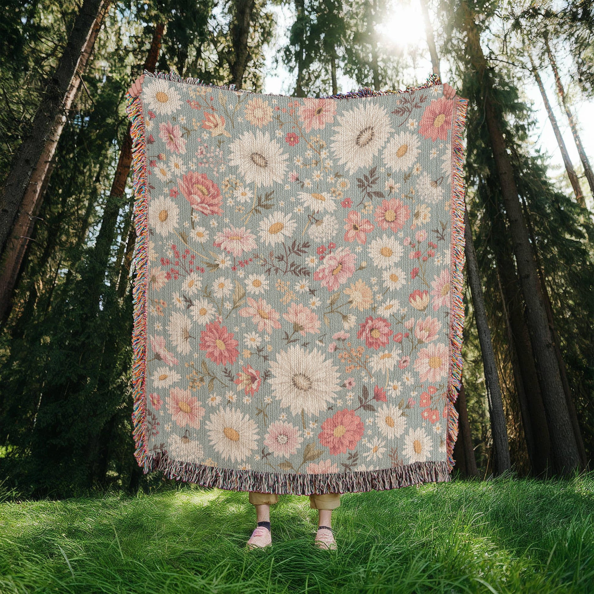 Floral Woven Blanket-[Heartfelt Family Gift]