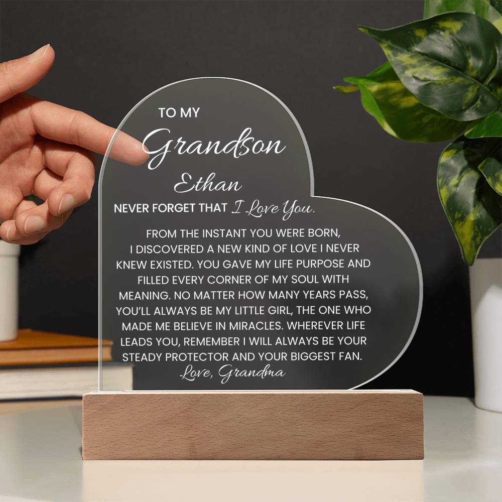 Personalized Lighted Heart Plaque Gift from Grandma Grandpa