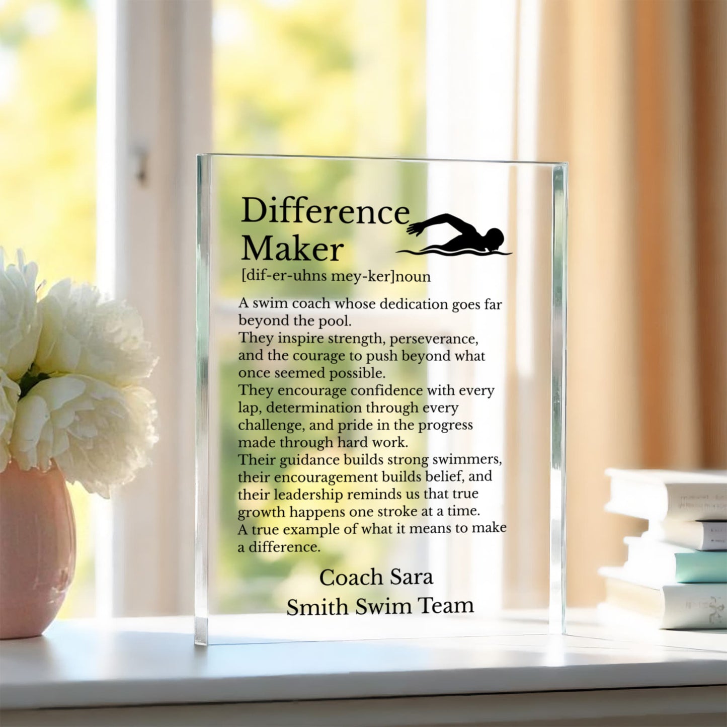 Swim Coach Difference Maker Plaque