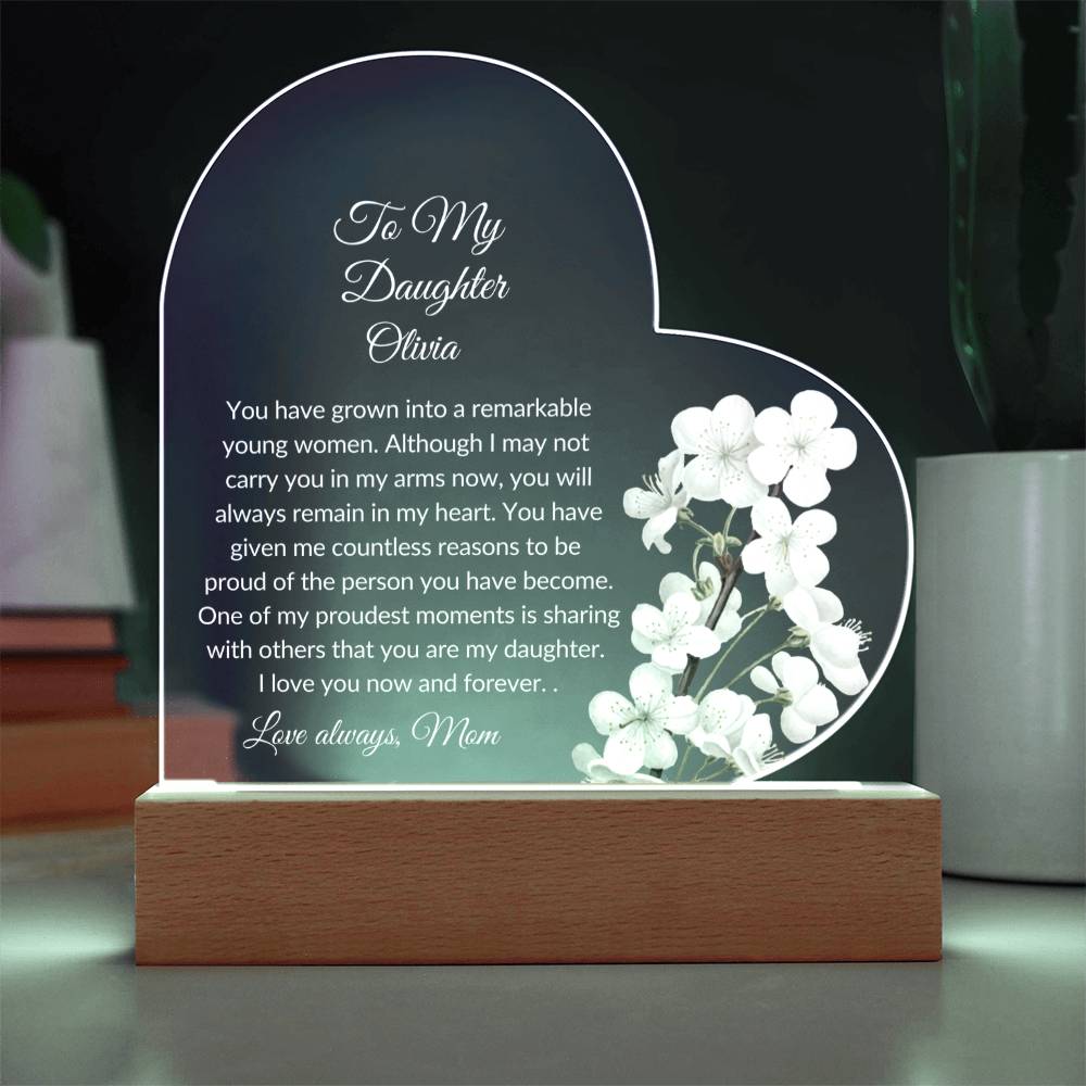 Daughter Acrylic Heart Plaque LED
