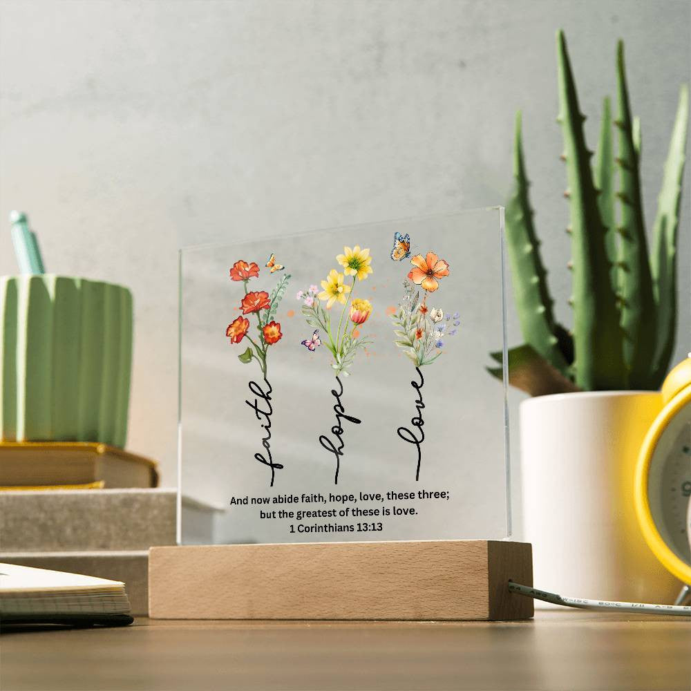 Faith Hope and Love Plaque Wedding Anniversary Gift-[Heartfelt Family Gift]