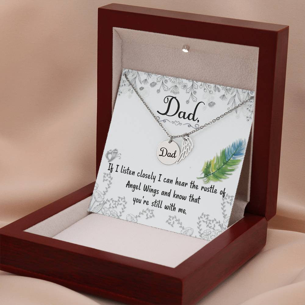 Dad Memorial Necklace Angel Wing Charm-[Heartfelt Family Gift]