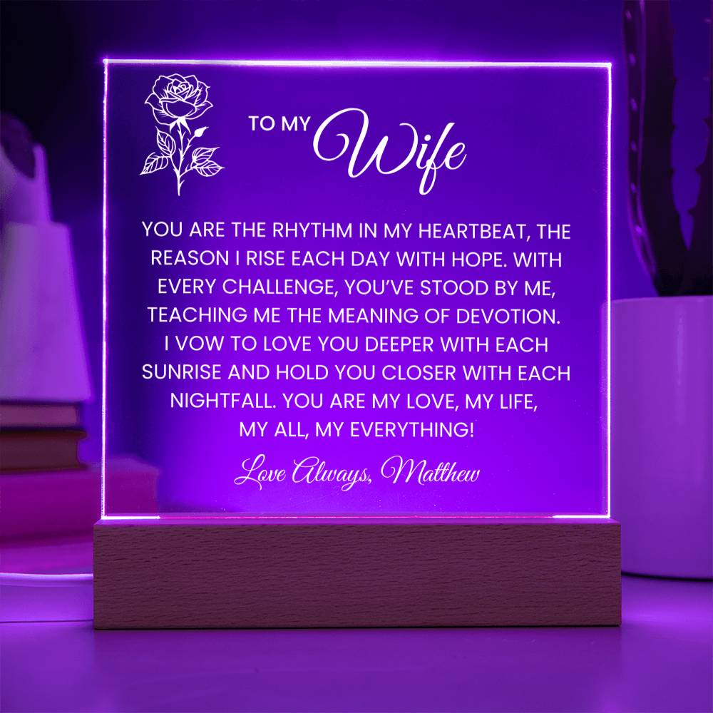 Wife Rose Plaque Gift