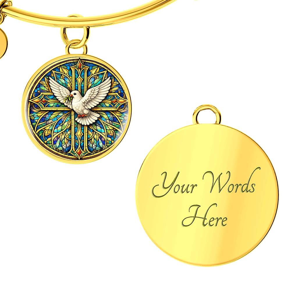 Personalized Dove and Holy Cross Necklace, Women's Religious Jewelry Gift