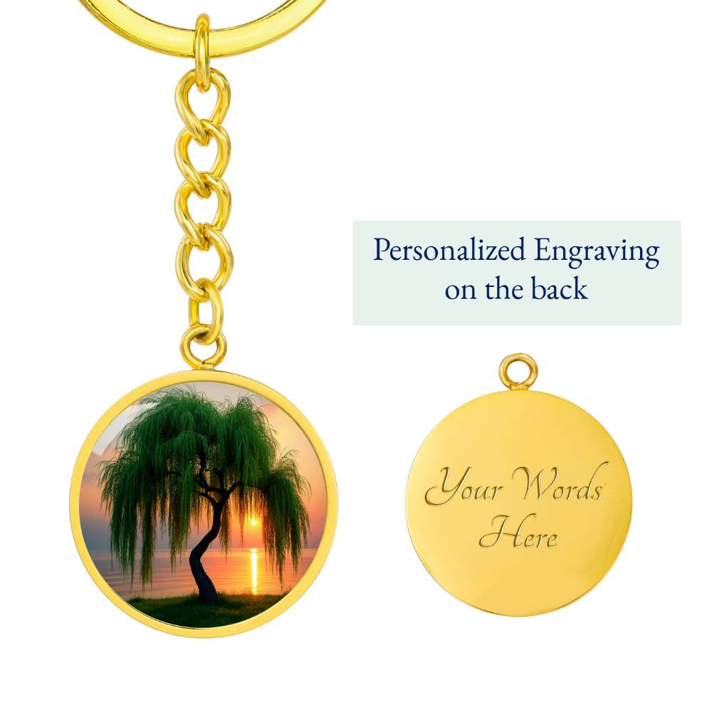 Weeping Willow Engraved Keychain-[Heartfelt Family Gift]