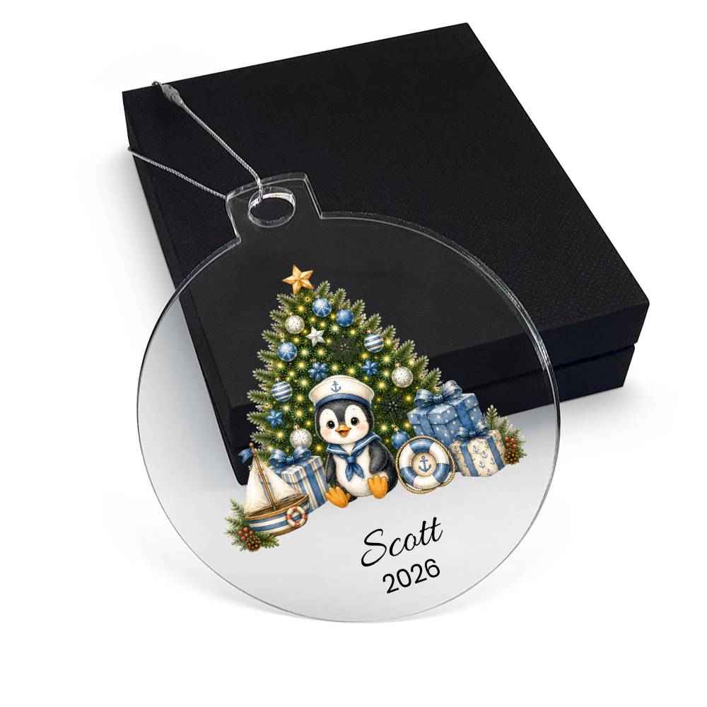 Sailor Penguin  Kids 1st Christmas Ornament