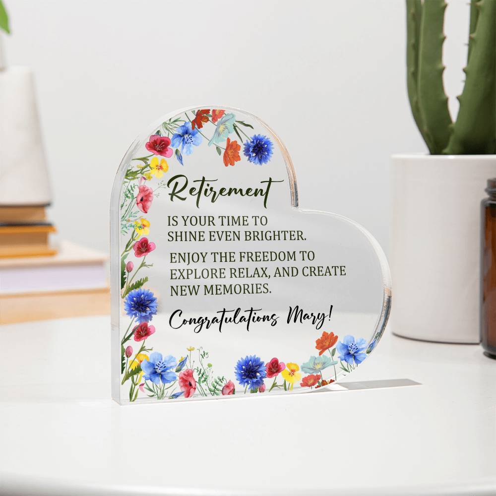 Retirement Acrylic Heart Plaque Gift