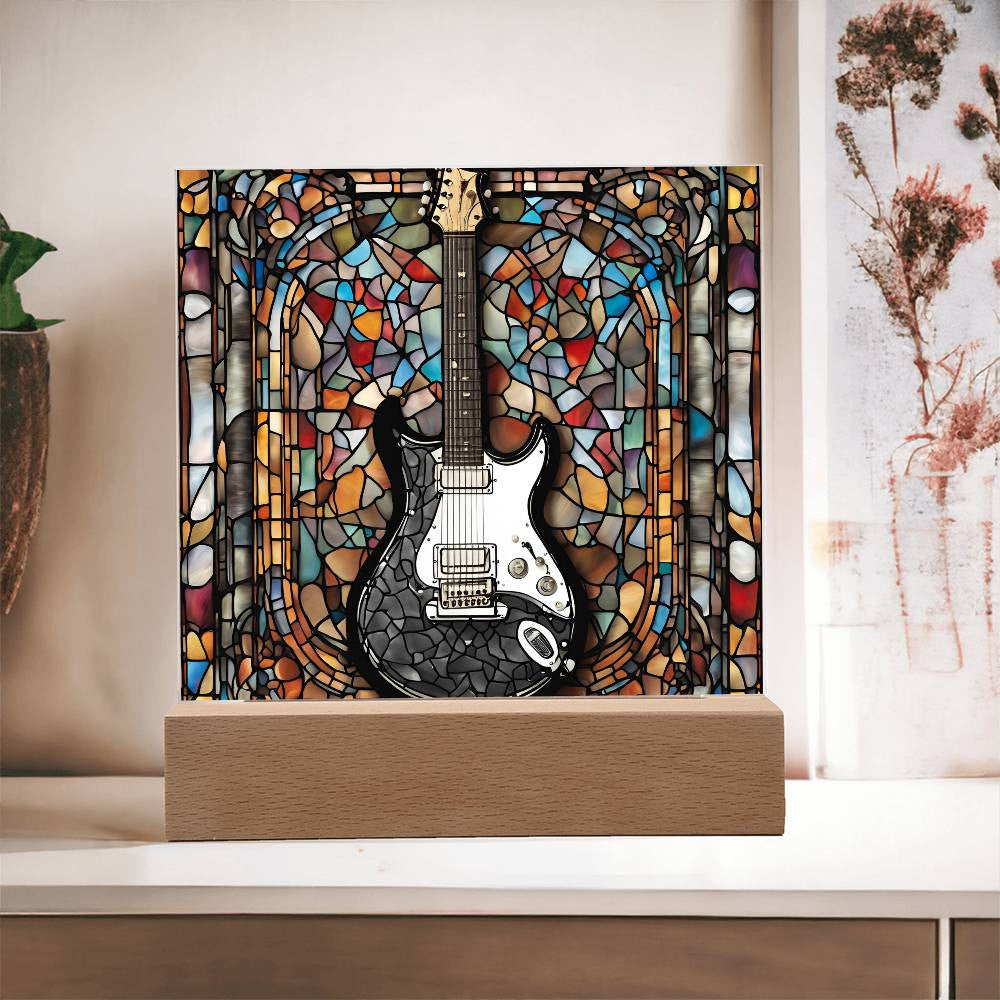 Acrylic Guitar Stained Glass Acrylic Plaque, Guitar Nightlight, Guitar Lover Gift, Guitar Player Gift, Guitar Picture Plaque, Music Lover-[Heartfelt Family Gift]
